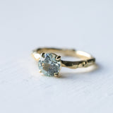 1.64ct Round "Hearts & Arrows" Cut Untreated Montana Sapphire 4 Prong Solitaire Evergreen Ring in 18k Yellow Gold