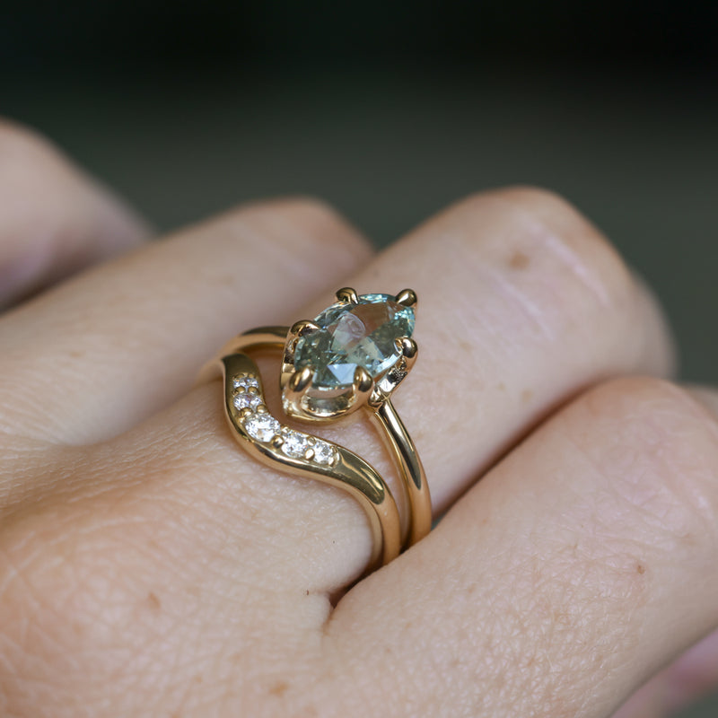 2.07ct Unheated Madagascar Marquise Sapphire Low Profile 6 Prong Solitaire in 14k Yellow Gold