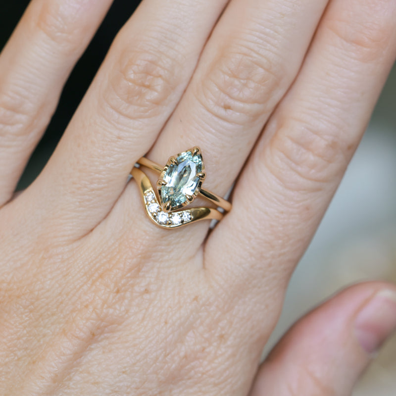 2.07ct Unheated Madagascar Marquise Sapphire Low Profile 6 Prong Solitaire in 14k Yellow Gold