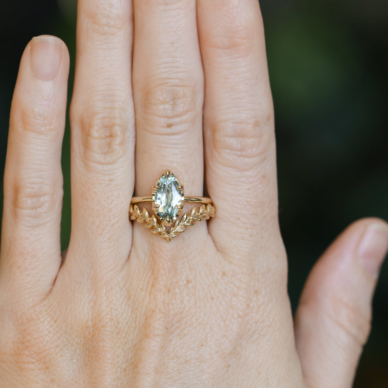 2.07ct Unheated Madagascar Marquise Sapphire Low Profile 6 Prong Solitaire in 14k Yellow Gold