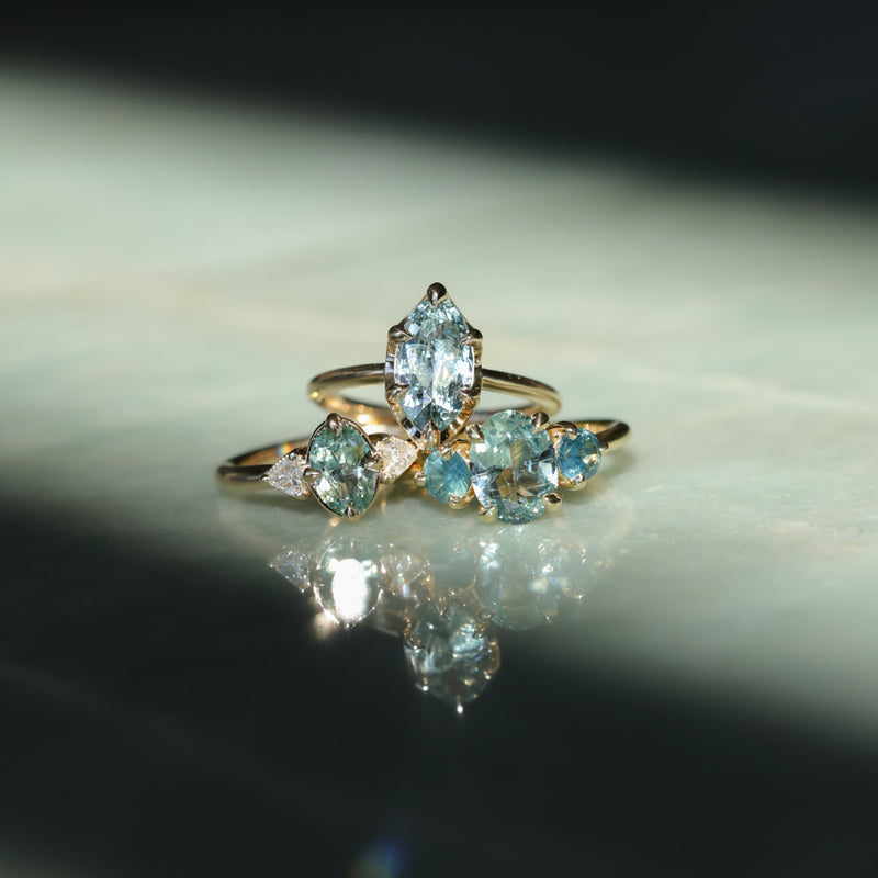 2.07ct Unheated Madagascar Marquise Sapphire Low Profile 6 Prong Solitaire in 14k Yellow Gold