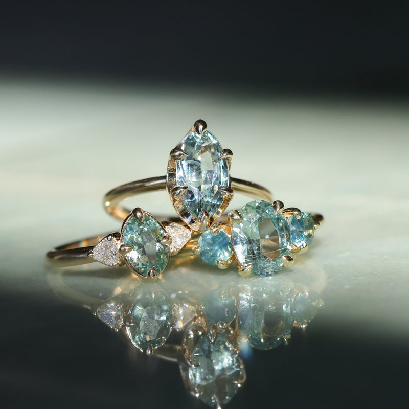 2.07ct Unheated Madagascar Marquise Sapphire Low Profile 6 Prong Solitaire in 14k Yellow Gold