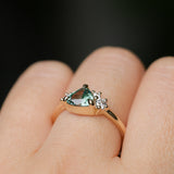 1.09ct Seafoam Green Montana Sapphire and Natural Diamond Mountainscape Ring in 14k Yellow Gold