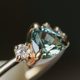 1.09ct Seafoam Green Montana Sapphire and Natural Diamond Mountainscape Ring in 14k Yellow Gold