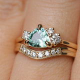 1.09ct Seafoam Green Montana Sapphire and Natural Diamond Mountainscape Ring in 14k Yellow Gold