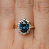 3.04ct Untreated Tanzanian Sapphire Antique-Style Diamond Low Profile Halo Ring in 14k Yellow Gold