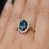 3.04ct Untreated Tanzanian Sapphire Antique-Style Diamond Low Profile Halo Ring in 14k Yellow Gold