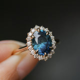 3.04ct Untreated Tanzanian Sapphire Antique-Style Diamond Low Profile Halo Ring in 14k Yellow Gold