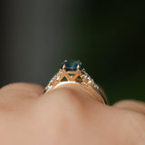 1.34ct Radiant Cut Teal Blue Montana Sapphire and Diamond Starry Night Stackable Solitaire in 14k Yellow Gold