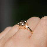 2.01ct GIA Natural Champagne Cushion Cut Diamond and White Diamond Low Profile East-West Ring in 14k Yellow Gold