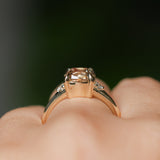 2.01ct GIA Natural Champagne Cushion Cut Diamond and White Diamond Low Profile East-West Ring in 14k Yellow Gold