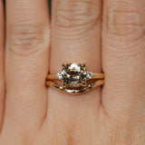 2.01ct GIA Natural Champagne Cushion Cut Diamond and White Diamond Low Profile East-West Ring in 14k Yellow Gold