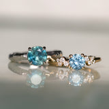 0.91ct Light Cornflower Blue Montana Sapphire and Diamond Starry Night Low Profile Solitaire in 14k Yellow Gold