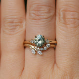 1.27ct Oval Brilliant Light Parti Montana Sapphire and Princess Cut Diamond Rapids Low Profile Ring in 14k Yellow Gold