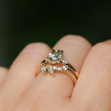 1.27ct Oval Brilliant Light Parti Montana Sapphire and Princess Cut Diamond Rapids Low Profile Ring in 14k Yellow Gold