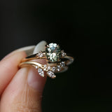 1.27ct Oval Brilliant Light Parti Montana Sapphire and Princess Cut Diamond Rapids Low Profile Ring in 14k Yellow Gold