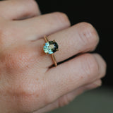 3.01ct Oval Unheated Madagascar Sapphire Hidden Halo Cathedral Solitaire in 14k Yellow Gold