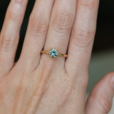 1.00ct Round Teal Madgascar Sapphire Classic Four Prong Solitaire in 14k Yellow Gold