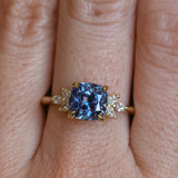 2.73ct Cushion Cut Moyo Sapphire and Marquise Diamond Cluster Ring in 18k Yellow Gold