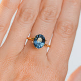 4.10CT OVAL MADAGASCAR SAPPHIRE, DEEP TEAL, UNTREATED, 10.2X8.3X6.2MM