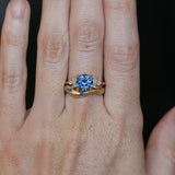 2.73ct Cushion Cut Moyo Sapphire and Marquise Diamond Cluster Ring in 18k Yellow Gold