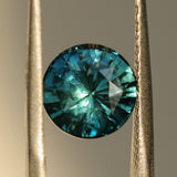 3.63CT ROUND MADAGASCAR SAPPHIRE, TEAL BLUE WITH GREEN, 8.9X6MM