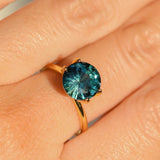 3.63CT ROUND MADAGASCAR SAPPHIRE, TEAL BLUE WITH GREEN, 8.9X6MM