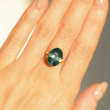7.75CT OVAL MADAGASCAR SAPPHIRE, GREEN WITH YELLOW AND TEAL, 13.6X10.2X6.7MM