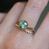 1.93ct Oval Silky Teal Montana Sapphire Scallop Cup Solitaire in 18k Yellow Gold