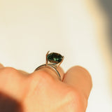 5.10CT UNTREATED CUSHION MADAGASCAR SAPPHIRE, FOREST GREEN, 9.9X9X6.7MM