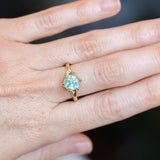 2.60ct Unheated Hexagon Montana Sapphire Low Profile Six Prong Split Shank Solitaire in 18k Yellow Gold