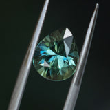 2.32CT AFRICAN PEAR SAPPHIRE, DEEP PARTI TEAL/PEACOCK, 9.22X7.5X5.23MM