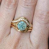 2.60ct Unheated Hexagon Montana Sapphire Low Profile Six Prong Split Shank Solitaire in 18k Yellow Gold