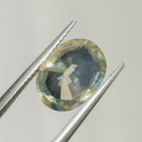 3.83CT OVAL MADAGASCAR SAPPHIRE, PARTI YELLOW WHITE BLUE, 10.2X8.2X5.6MM