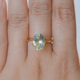 3.83CT OVAL MADAGASCAR SAPPHIRE, PARTI YELLOW WHITE BLUE, 10.2X8.2X5.6MM