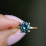1.43ct Round Precision Cut Teal Montana Sapphire Classic 4 Prong Solitaire in 18k Yellow Gold
