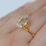 3.83CT OVAL MADAGASCAR SAPPHIRE, PARTI YELLOW WHITE BLUE, 10.2X8.2X5.6MM