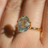 3.83CT OVAL MADAGASCAR SAPPHIRE, PARTI YELLOW WHITE BLUE, 10.2X8.2X5.6MM