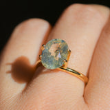 3.83CT OVAL MADAGASCAR SAPPHIRE, PARTI YELLOW WHITE BLUE, 10.2X8.2X5.6MM