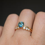1.43ct Round Precision Cut Teal Montana Sapphire Classic 4 Prong Solitaire in 18k Yellow Gold
