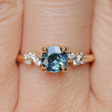 0.88ct Round Madagascar Sapphire and Diamond Starry Night Low Profile Solitaire in 14k Yellow Gold