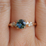0.88ct Round Madagascar Sapphire and Diamond Starry Night Low Profile Solitaire in 14k Yellow Gold