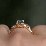 0.88ct Round Madagascar Sapphire and Diamond Starry Night Low Profile Solitaire in 14k Yellow Gold