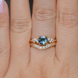 0.88ct Round Madagascar Sapphire and Diamond Starry Night Low Profile Solitaire in 14k Yellow Gold