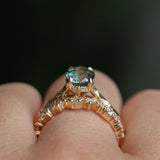 1.75ct Precision Cut Teal Oval Montana Sapphire Four Prong Evergreen Hidden Halo Solitaire in 14k Yellow Gold