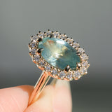 2.54ct Untreated Montana Sapphire Antique-Style Low Profile Diamond Halo Ring in 14k Yellow Gold- Appraised Stone