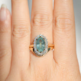 2.54ct Untreated Montana Sapphire Antique-Style Low Profile Diamond Halo Ring in 14k Yellow Gold- Appraised Stone