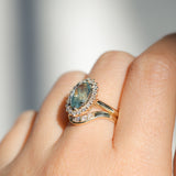 2.54ct Untreated Montana Sapphire Antique-Style Low Profile Diamond Halo Ring in 14k Yellow Gold- Appraised Stone
