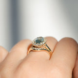 2.54ct Untreated Montana Sapphire Antique-Style Low Profile Diamond Halo Ring in 14k Yellow Gold- Appraised Stone