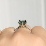 3.41ct Untreated Nigerian Octagon Sapphire Low Profile Six Prong Split Shank Solitaire in 14k White